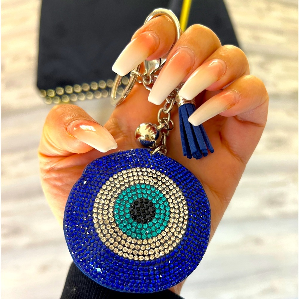 Evil Eye Bling Luxury Keychain for Women Rhinestone Accessories Purse Charm